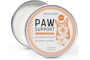 Chew + Heal Labs Dog Paw Balm - Soothing Paw Protector with Shea Butter, Coconut Oil, Jojoba Oil, and Vitamin E - Nourishing Balm for Cracked Paws - Safe for All Breeds
