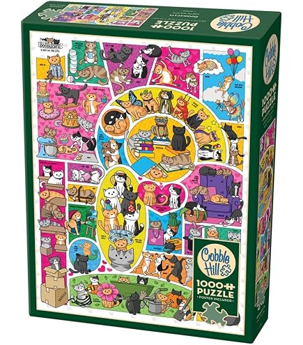 COBBLE HILL 1000-Piece Puzzle - Roosters In Flowers (Includes Bonus Poster)