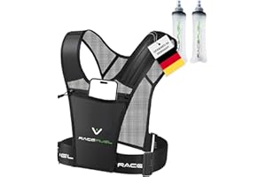 ‎RACEPACE 4-in-1 Ultraleichte 143g Laufweste mit Startnummernhalter & Flaschenhalter, Reflektierend, Wasserfest, Handytasche für Männer Frauen Radfahren Marathon Joggen