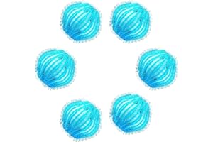 QIKUVER Palline di Lavaggio Rimuovi-Pelucchi, 6PCS Palline Riutilizzabili per la Lavatrice e l'asciugatrice, per Risparmiare Tempo di Lavaggio e Asciugatura dei Vestiti (Azzurro)