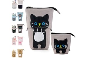 OIOYLEY Federmäppchen Mädchen Cartoon, Süßer Katze 2-in-1 Pencil Case/Stifteköcher für Teenager Schülerin, Pop Up Pen Pencil Case Teleskophalter Mäppchen, Ständer Bleistifthalter, Federmäppchen Mädchen
