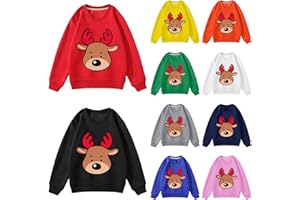 GÉNÉRIQUE Pull De Noel Enfant, Pull Noel Enfant Fille 1-14 Ans, Sweat À Capuche Design Élargi Avec Motif Festif Arbre De Noël Imprimé Rennes Noëlidéal Pour Un Style Décontracté Et Confortable Quotidien