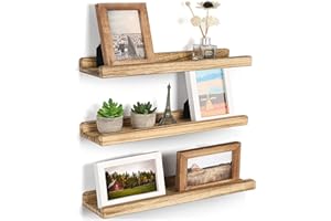 Emfogoo Estanteria Pared, Baldas Pared Madera para Sala de Estar, Dormitorio Adornos, Baldas Flotantes Pared Carga Máxima 10KG, 43x11CM (3Pcs)