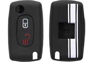 kwmobile Coque clé de Voiture Compatible avec Peugeot Citroen Clef de Voiture 2-Bouton Accessoire clé Voiture - Protection étui Souple en Silicone - Blanc-Noir