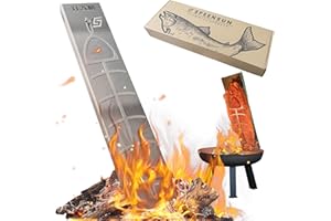 SPEENSUN Flame Salmon Board Stainless Steel for Half Salmon up to 11 cm Wide with Fixed Nut Simple Holder Bones 5 Adjustable Angles Flame Salmon Holder for Fire Bowl up to 3 mm Wall Thickness (Pack of 1)