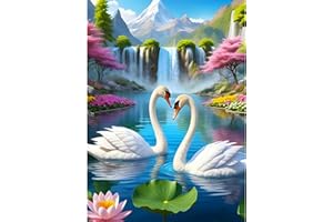 CEOVR Kit Diamond Painting Adulte, Peinture Diamant Cygne 5D Kit Complet, Couple de Cygnes, 30x40 cm Animaux