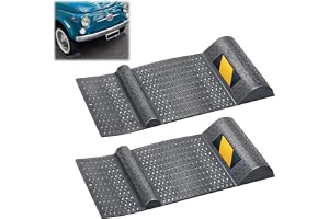 Parkeringsmattor, 2 stycken hjulstopp för garage med reflekterande band, parkeringshjälp av gummi med 2 halkfria bromströskla