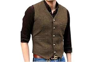 Solovedress Gilet de costume vintage classique en laine pour homme, coupe droite, gilet de costume pour mariage