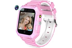 Mingfuxin Smartwatch dla dzieci 4G dla chłopców i dziewczynek, wodoodporny smartwatch z lokalizatorem GPS, WiFi, wideo, kamera, krokomierz, zegarek na rękę dla dzieci 3-14 urodzin (różowy)