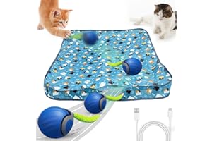 FALUCKYY Speedy Tail 2.0,Hide and Seek Cat Toy Game with LED Light,Interactive Cat Toys for Indoor Cats, Electric Pet Toys Ball Fast Rolling in Pouch,Automatic Motion Activated Moving Ball