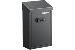 Uniclife Caja de regalo para llaves para exteriores, caja de donación de metal con cerradura de combinación, caja de sugerencias segura, buzón de correo montado en la pared con ranura superior, caja