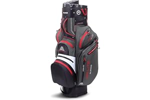Big Max Sac de Golf Imperméable Dri Lite Silencio 2, 14 Dividers, 11 Poches, Poids 3.9 kg, Grey/Black/Red, pour Golfers
