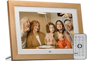 BWJBSW Marco Digital de 10 Pulgadas, sin WiFi, Marco de Fotos Digital con Mando a Distancia, Pantalla HD de Fotos y vídeo, Soporte Tarjeta SD de 32 GB, USB, autorrotación, Encendido/Apagado