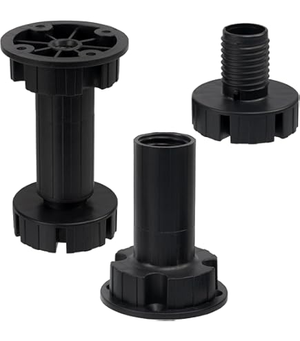 AERZETIX - C74755 - Set van 10 inschroefbare meubelpoten M8 28 verstelbaar - hoogte 37 mm - in metaal en kunststof - zilverkleur - banken, bureaus