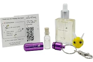 Bee Revival Kit - 'Always Bee Happy' Engraved Keyring, Glass Vial, Bee Feed Dropper Bottle, Organza Pouch