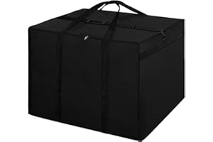 Dokon Garden Furniture Cushion Storage Bag Waterproof Christmas Tree Storage Bag Anti-UV Heavy Duty Oxford Fabric Outdoor Cushion Bags with Durable Handle and Zipper (80x80x60cm) - Black