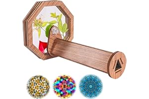 Pipihome DIY Kaleidoskop Zestaw dla Dzieci, Drewniane Magiczne Obrotowe Kalejdoskop, Obracanie Kalejdoskopu Zabawki Kalejdoskop Drewniany Kalejdoskop (Sześciokątny)