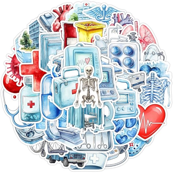 Stickerenset voor de gezondheidszorg - Stickers voor dagboek, planner, medische stickers, dokter, ziekenhuis, medicatie, student, arts, medische studies - België