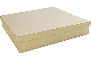 ‎DECOPATCH Décopatch BT016O Box quadratisch flach (aus Pappmaché, 21 x 21 x 3,5 cm, zum Verzieren, ideal für Ihre Wohndeko) Kartonbraun