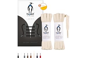 biped LACES 2 paires de lacets plats en coton, largeur 7 mm - lacets de qualité résistants à la déchirure pour chaussures, bottes et baskets en cuir - fabriqués en UE z2904
