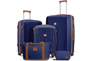 Joyway Set de Valises, 5 PCS Ensemble Trolley de Voyage - 20/24/28 Pouces, Valise Cabine en PP, avec Serrure TSA et Roues Multi-Angles Spinner, Incluant 1 Trousse de Toilette et 1 Sac