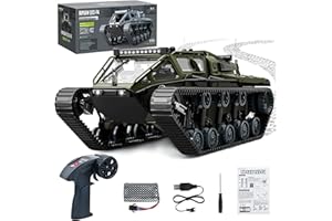 HERMORRYSS Carro Armato Telecomandato 1:16, 2.4GHz RC Tank ad alta Velocità, 360° Rotazione Carro Armato RC Telecomandato Crawler Serbatoio, Fuoristrada Crawler Drift Tank per Bambini Ragazzi (Verde)