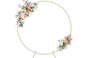 Wokceer Hochzeit Bogen Hintergrund Stand, 2,2 M Gold Runde Hintergrund Stand Kreis Ballon Bogen Rahmen Stand für Hochzeitszeremonie Geburtstagsfeier Baby Braut Dusche Jubiläum Dekoration