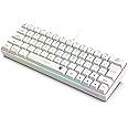 ROCK POW 60% Wired Gaming Keyboard, RGB Backlit Ultra-Compact Mini Keyboard, Waterproof Small Compact 63 Keys Keyboard for PC/Mac Gamer, Typist, Travel, Easy to Carry on Business Trip White