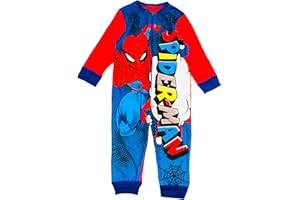 Marvel Spiderman Combinaison Polaire pour garçons ou Filles, Pyjama Tout-en-Un, Pyjama pour Enfants, âge 3-10 Ans
