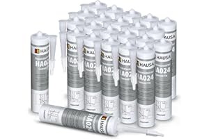 HAUSA Mortier de Réparation Cement Fix HA024 Mortier Prêt à l'Emploi pour Jointoiement Remplissage Cassures Fissures Ciment Rapide pour Intérieur et Extérieur Gris Ciment 24x 310 ml