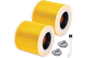 Yulado Patronenfilter Kompatibel, 2 Filter Für Kärcher Staubsauger,Patronen Filter Kompatibe Mit Kärcher WD3,WD2,WD1,MV3,MV2,A,K,KNT,NT,VC 3 P Extension KIT Ersetzt 6.414-552.0,6.414-772.0,6.414-547.0