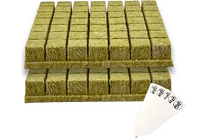 1.5" Grodan Rockwool Cubes for Seed Starter (98 Hydroponic Plugs) + The Hydroponic City Stakes