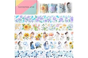 NOTIONSLAND 4 Rolls ästhetisches Washi Tape Set, PET Washi Tape, Multi-Muster dekoratives Washi Tape für Journaling, Bullet Journals, Planer, Kunst für Handwerk