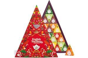 ‎ENGLISH TEA SHOP ETS - BIO Tee Adventskalender 2025 "Mosaik rot", Weihnachtskalender, 25 Pyramidenbeutel, Früchtetee, Kräutertee, Grüner Tee, Weihnachtstee