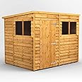 Powersheds High Grade Premium Pent Overlap Wooden Shed with Security Features, Door & Window Flexibility, made from Extra Thick Timber