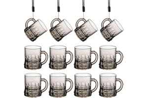 POFIBO Despedida de Soltero, 12 Vasos de chupito con asa, Vasos de chupito para colgar 3CL Vasos de chupito de plástico con cadenas, Vasos de chupito para despedidas de soltero, carnaval y fiestas, Negro