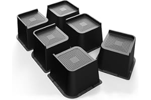 MXMZHXU Möbelerhöhung 10 cm, L-Form Betterhöhung, Heavy Duty Unterstützung bis 6000lbs, Übergroße Bett Lifts für Bett, Couches, Tische, Sofa, Schreibtische (Schwarz, 10cm-6Stück)