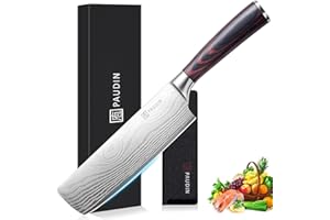 PAUDIN Coltello Stile Cinese da 17cm, Mannaia da Cuoco in Acciaio Inossidabile di Alta Qualità, Lama Molto Affilata Perfetto per la Cucina, Resistente e Tagliente con Impugnatura Ergonomica