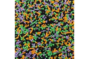 CALUM'S MIXES Halloween Mixed Sprinkles - 35g of Black, Green, Orange & Purple Cake Sprinkles Toppers Decorations, 100s 1000s Mini Balls Nonpareils Strands Spooky Mx