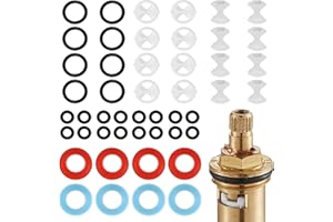 TRIFLETOPIA 48Pcs tap washers kit - tap washers for mixer taps - multi size silicone O rings and leak proof gaskets - for kitchen and bathroom faucet repairs (1/2 turn fit)
