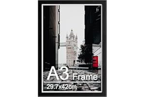 Bobeen A3 Picture Frame, Black Poster Frames with Safe Perspex Front, A3 Photo Frame 29.7 x 42cm, Wall Hanging