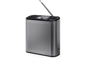SHARP DR-P530(GY) Radio digitale portatile Osaka, DAB+, DAB e FM con RDS, Bluetooth 5.3, schermo a colori da 2,4", USB-C o batteria litio integrata, altoparlante integrato, connessione per cuffie.