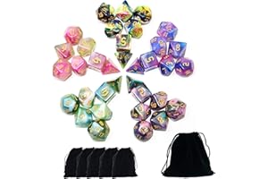 SmartDealsPro Set di dadi poliedrici con tasche per DND RPG MTG Dungeon e Dragons Table Board Roll Play Games D4 D8 D10 D12 D20 (set di 4 colori)