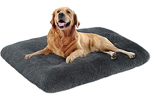 Mirkoo Dog Bed Long Plush Calming Pet Bed, Comfortable Faux Fur Washable Crate Mat with Anti-Slip Backing for Jumbo Large Medium Dogs Cats