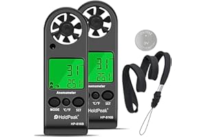 H HOLDPEAK Anémomètre Numérique HoldPeak HP-816B mesurer la Vitesse du Vent, Air Flow Velocity Measurement with Wind Chill Indication and Backlight