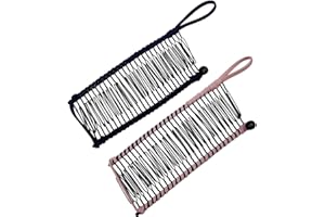 RDNKVB Vintage Bananen Haarspangen 2 Stücke Rutschfest Dehnbar Haarschmuck 30 Zahn Bananenkamm Clips für Dickes Wellenförmiges Verworrenes Natürlich Lockiges Haar Schwarz/Rosa