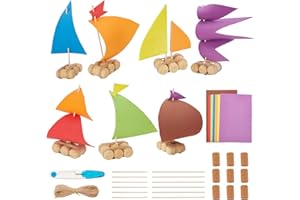 INFUNLY 7 Set DIY Kork Boot Handwerk Kit Holz Segelboot Kits Modell Boot Gebäude Holzhandwerk Miniatur Ruderboot zum Malen und Dekorieren für Spaß Zuhause Aktivitäten
