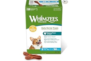 WHIMZEES – Snacks Dentales Naturales sin Cereales - para Perros Pequeños – Cepillos de Dientes Masticables – Mejora la Higiene Bucal – 30 Unidades