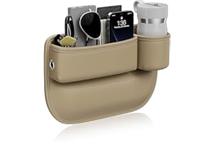 Convitex Car Seat Gap Filler Leather Car Organizer Box Front Seats Pocket and Storages Automotive Accessories - Adjustable Gap Filler with Cup Holder for Drink, Phones, Glasses, Keys, Cards