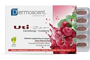 UTI-Zen Canneberge pour Chiens & Chats | Tablettes Appétentes à Croquer | Complément Alimentaire Naturel | 30 x 1,35 g | Dermoscent